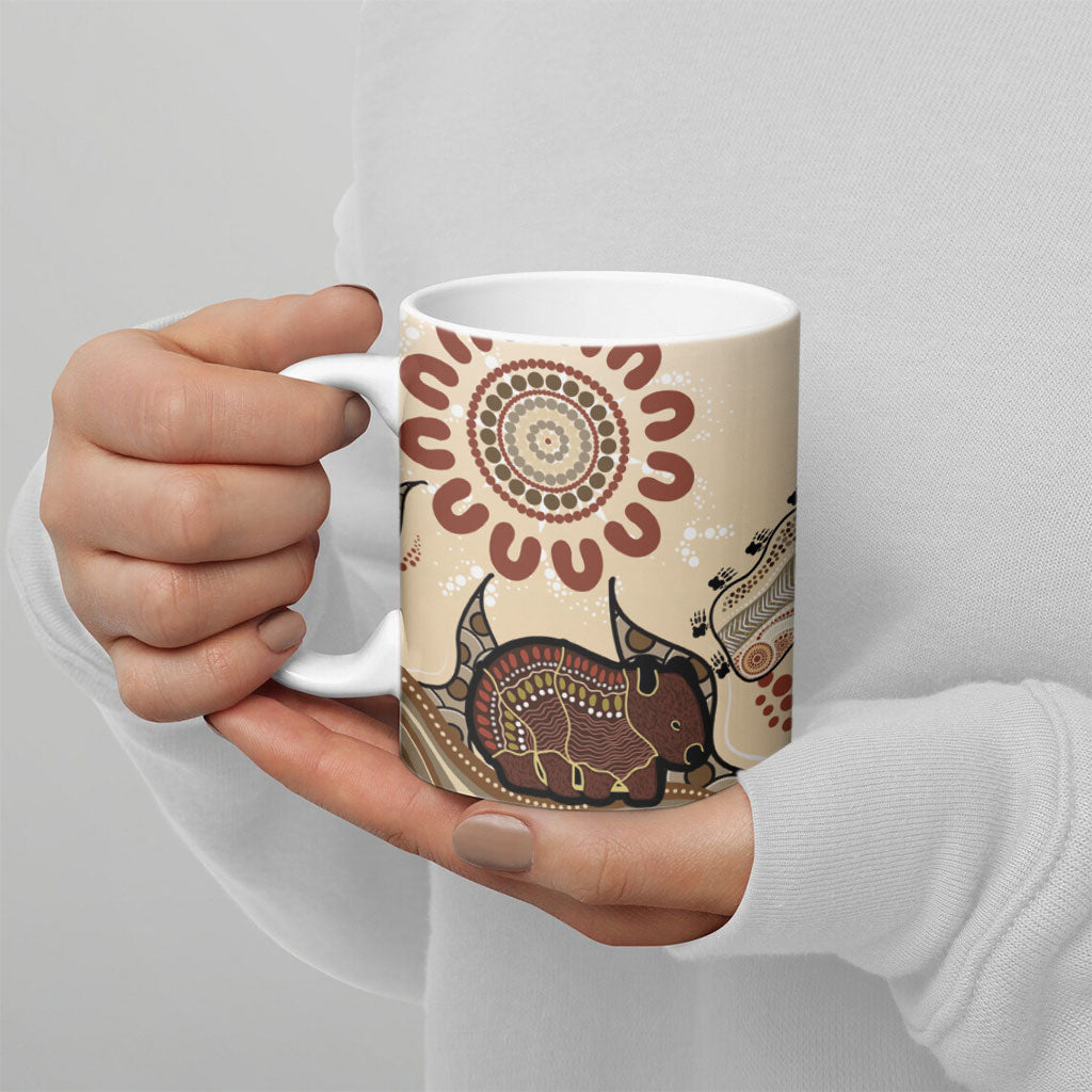 Australia Wombat Ceramic Mug Aussie Map Aboriginal Pattern