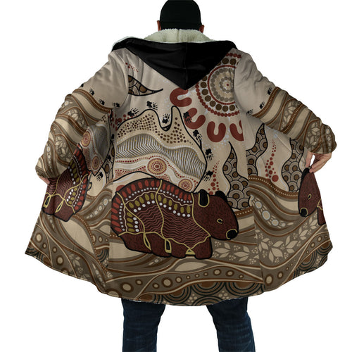 Australia Wombat Cloak Aussie Map Aboriginal Pattern