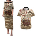 Australia Wombat Couples Matching Puletasi and Hawaiian Shirt Aussie Map Aboriginal Pattern