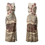 Australia Wombat Couples Matching Tank Maxi Dress and Long Sleeve Button Shirt Aussie Map Aboriginal Pattern LT22