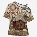 Australia Wombat Cross Shoulder Shirt Aussie Map Aboriginal Pattern