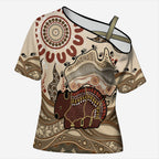 Australia Wombat Cross Shoulder Shirt Aussie Map Aboriginal Pattern