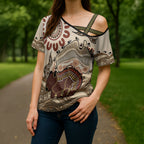 Australia Wombat Cross Shoulder Shirt Aussie Map Aboriginal Pattern