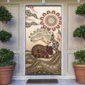 Australia Wombat Door Cover Aussie Map Aboriginal Pattern