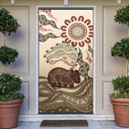 Australia Wombat Door Cover Aussie Map Aboriginal Pattern