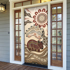 Australia Wombat Door Cover Aussie Map Aboriginal Pattern
