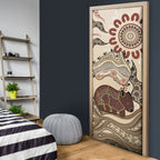 Australia Wombat Door Cover Aussie Map Aboriginal Pattern