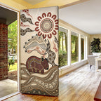 Australia Wombat Door Cover Aussie Map Aboriginal Pattern