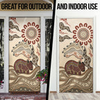 Australia Wombat Door Cover Aussie Map Aboriginal Pattern