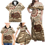 Australia Wombat Family Matching Off Shoulder Maxi Dress and Hawaiian Shirt Aussie Map Aboriginal Pattern