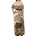 Australia Wombat Family Matching Off Shoulder Maxi Dress and Hawaiian Shirt Aussie Map Aboriginal Pattern