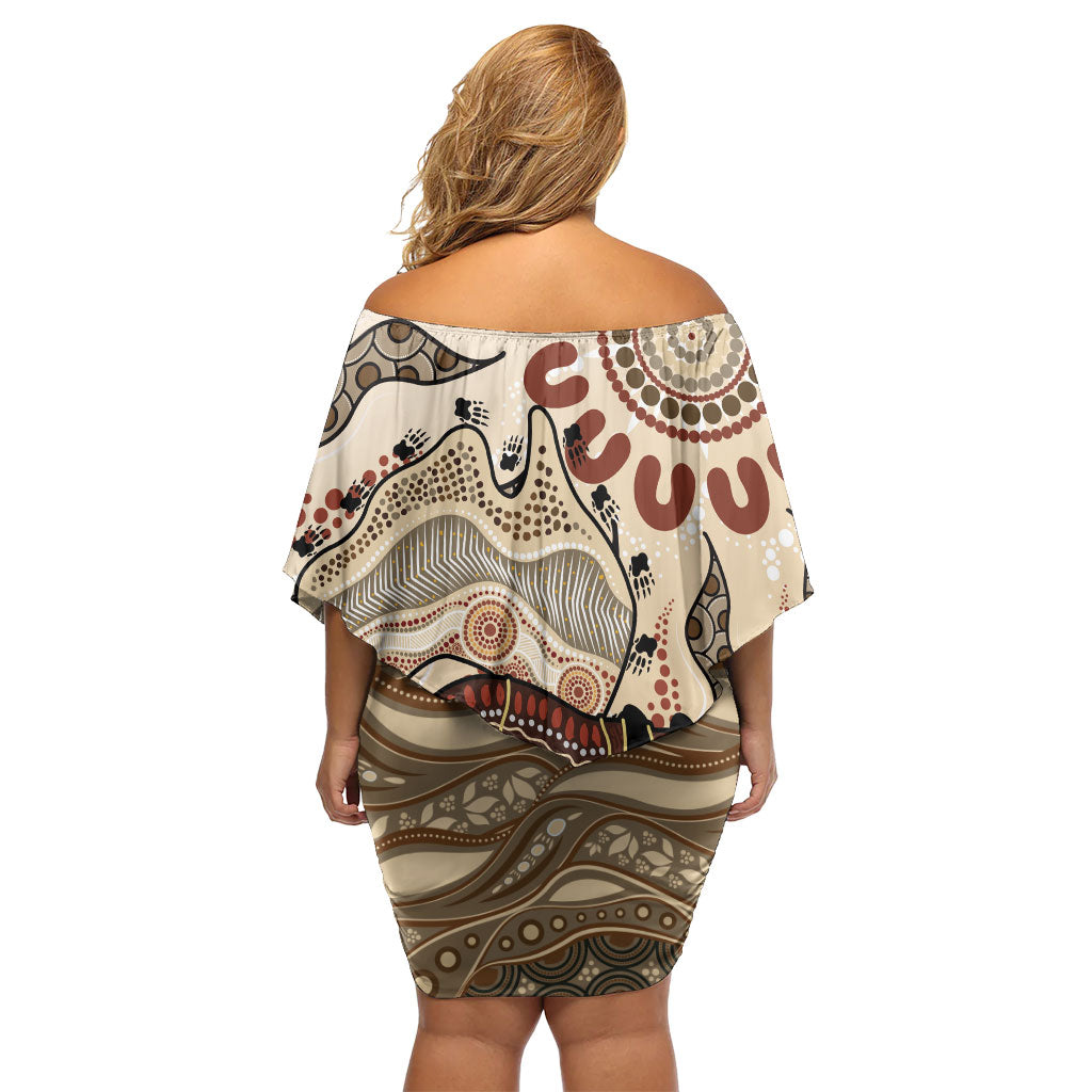 Australia Wombat Family Matching Off Shoulder Short Dress and Hawaiian Shirt Aussie Map Aboriginal Pattern