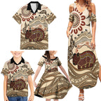 Australia Wombat Family Matching Summer Maxi Dress and Hawaiian Shirt Aussie Map Aboriginal Pattern