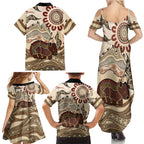Australia Wombat Family Matching Summer Maxi Dress and Hawaiian Shirt Aussie Map Aboriginal Pattern