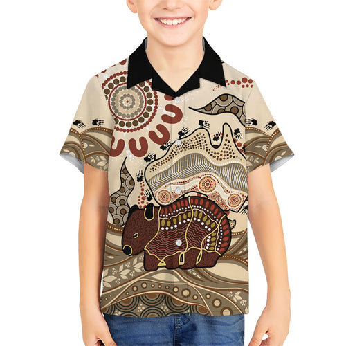 Australia Wombat Family Matching Summer Maxi Dress and Hawaiian Shirt Aussie Map Aboriginal Pattern