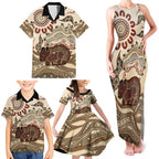 Australia Wombat Family Matching Tank Maxi Dress and Hawaiian Shirt Aussie Map Aboriginal Pattern