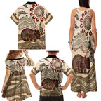 Australia Wombat Family Matching Tank Maxi Dress and Hawaiian Shirt Aussie Map Aboriginal Pattern