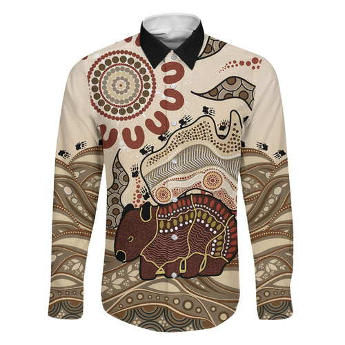 Australia Wombat Family Matching Tank Maxi Dress and Hawaiian Shirt Aussie Map Aboriginal Pattern