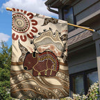 Australia Wombat Garden Flag Aussie Map Aboriginal Pattern