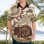 Australia Wombat Hawaiian Shirt Aussie Map Aboriginal Pattern