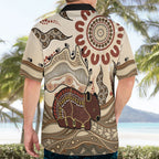 Australia Wombat Hawaiian Shirt Aussie Map Aboriginal Pattern