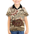 Australia Wombat Hawaiian Shirt Aussie Map Aboriginal Pattern
