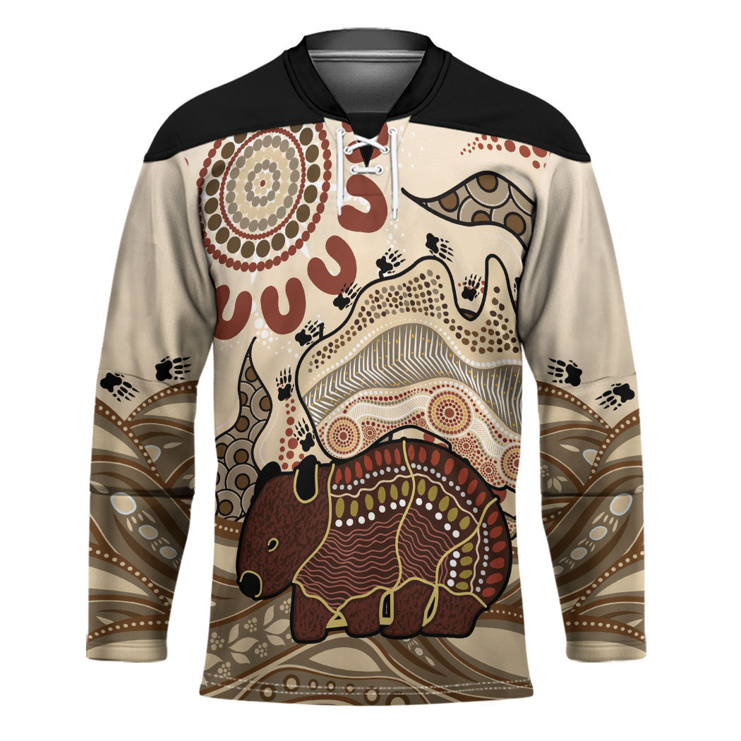 Australia Wombat Hockey Jersey Aussie Map Aboriginal Pattern