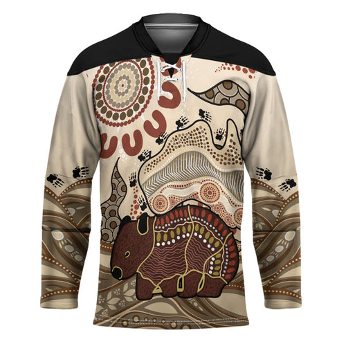 Australia Wombat Hockey Jersey Aussie Map Aboriginal Pattern