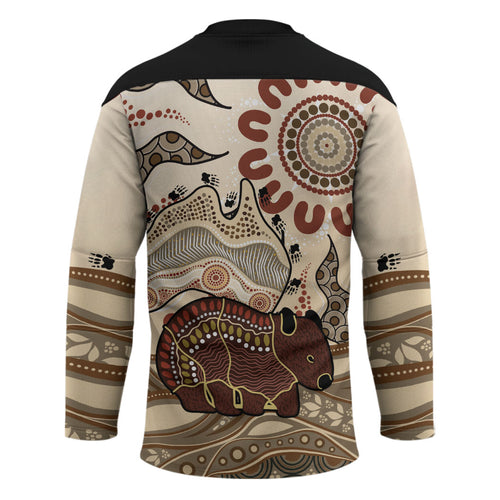 Australia Wombat Hockey Jersey Aussie Map Aboriginal Pattern