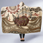 Australia Wombat Hooded Blanket Aussie Map Aboriginal Pattern