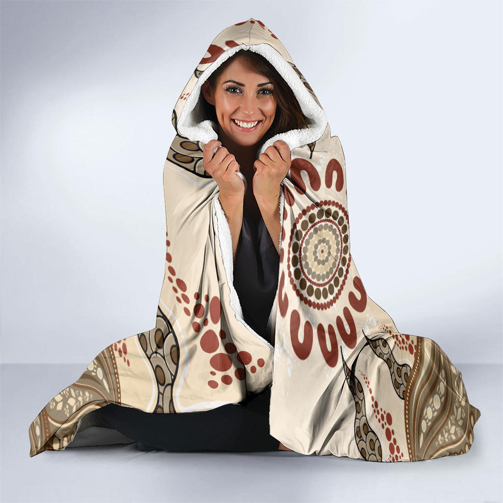 Australia Wombat Hooded Blanket Aussie Map Aboriginal Pattern