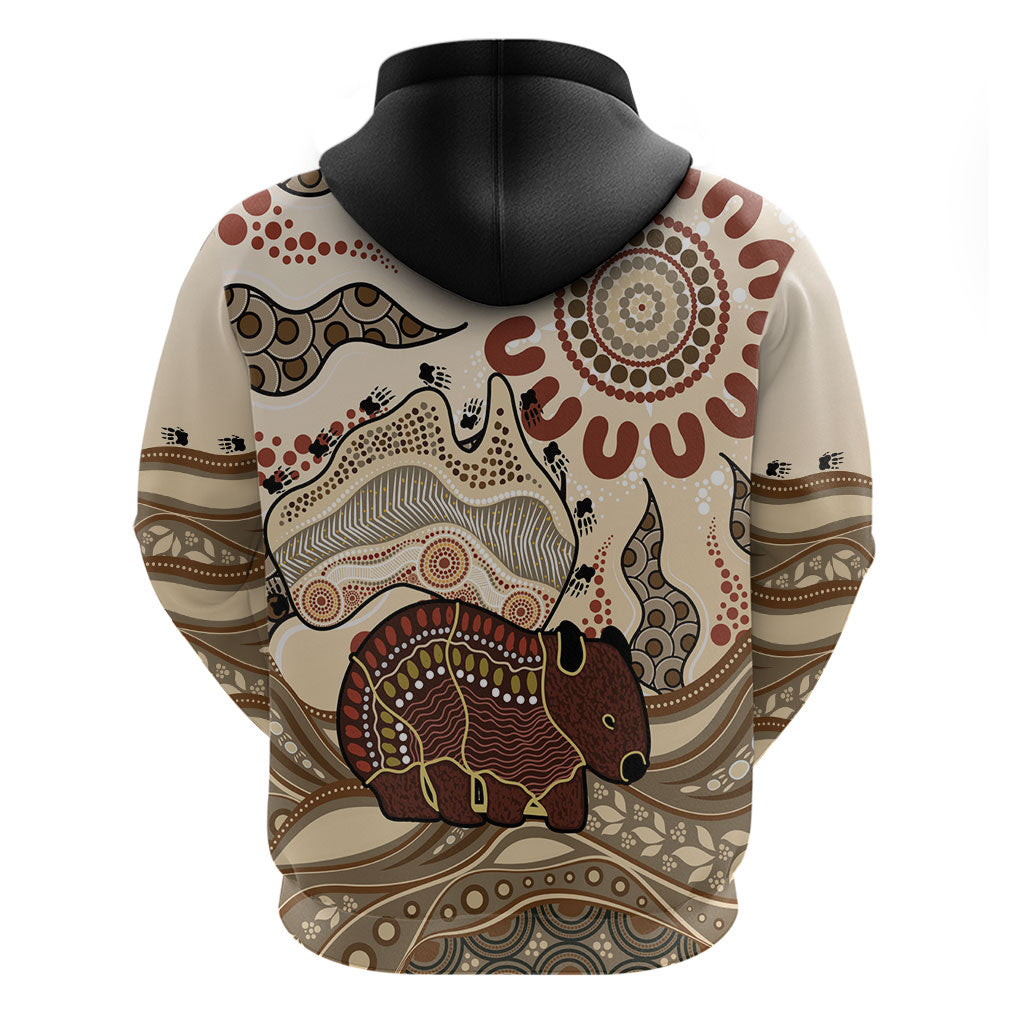 Australia Wombat Hoodie Aussie Map Aboriginal Pattern