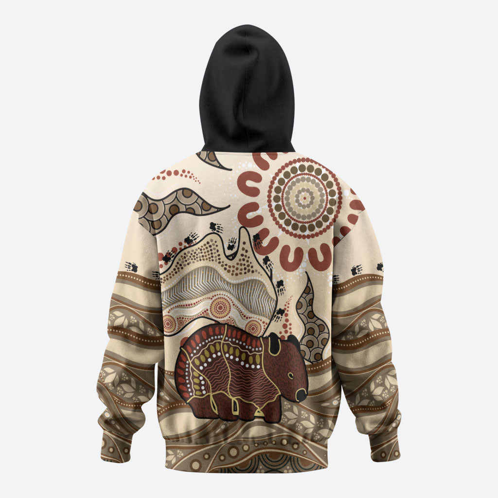 Australia Wombat Hoodie Aussie Map Aboriginal Pattern