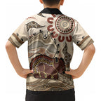 Australia Wombat Kid Hawaiian Shirt Aussie Map Aboriginal Pattern LT22