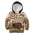 Australia Wombat Kid Hoodie Aussie Map Aboriginal Pattern