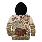 Australia Wombat Kid Hoodie Aussie Map Aboriginal Pattern