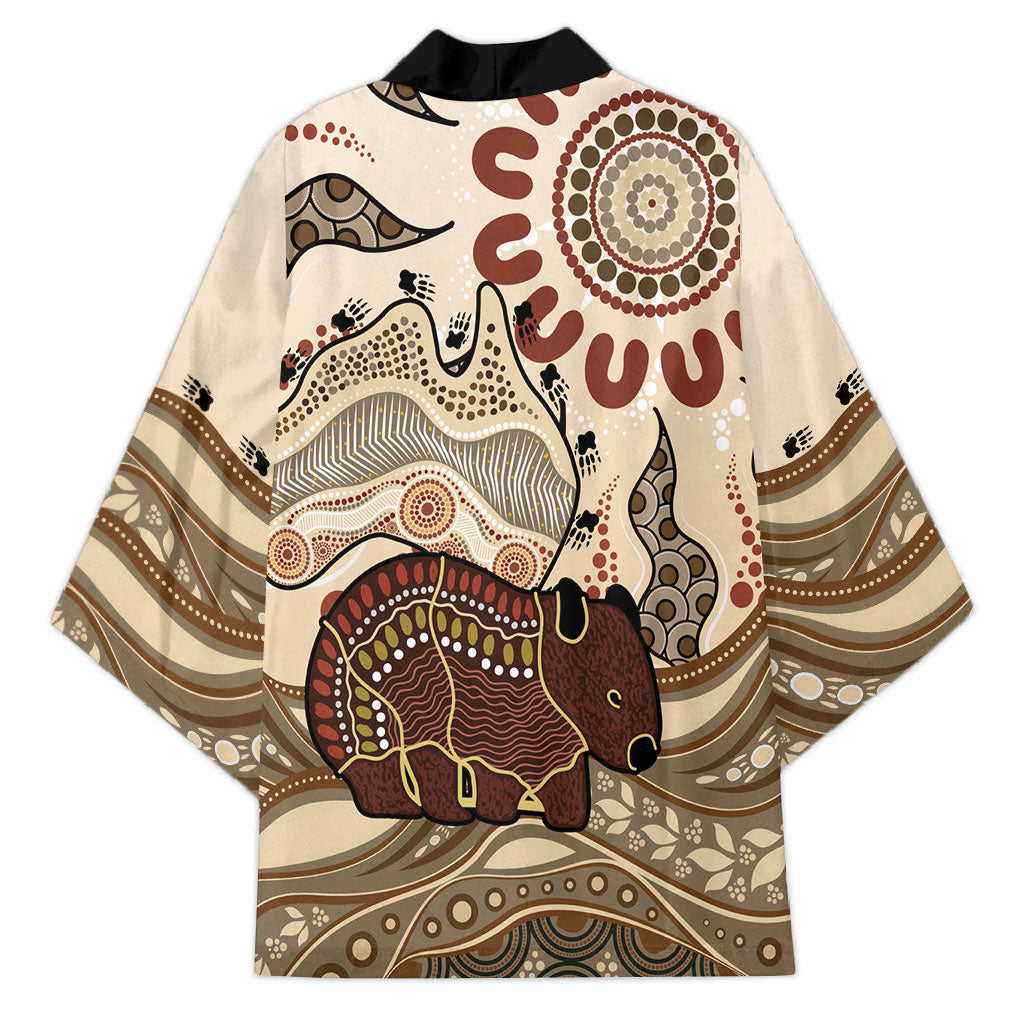 Australia Wombat Kimono Aussie Map Aboriginal Pattern