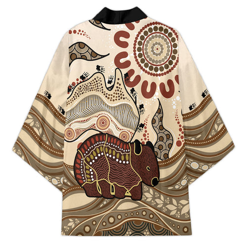 Australia Wombat Kimono Aussie Map Aboriginal Pattern