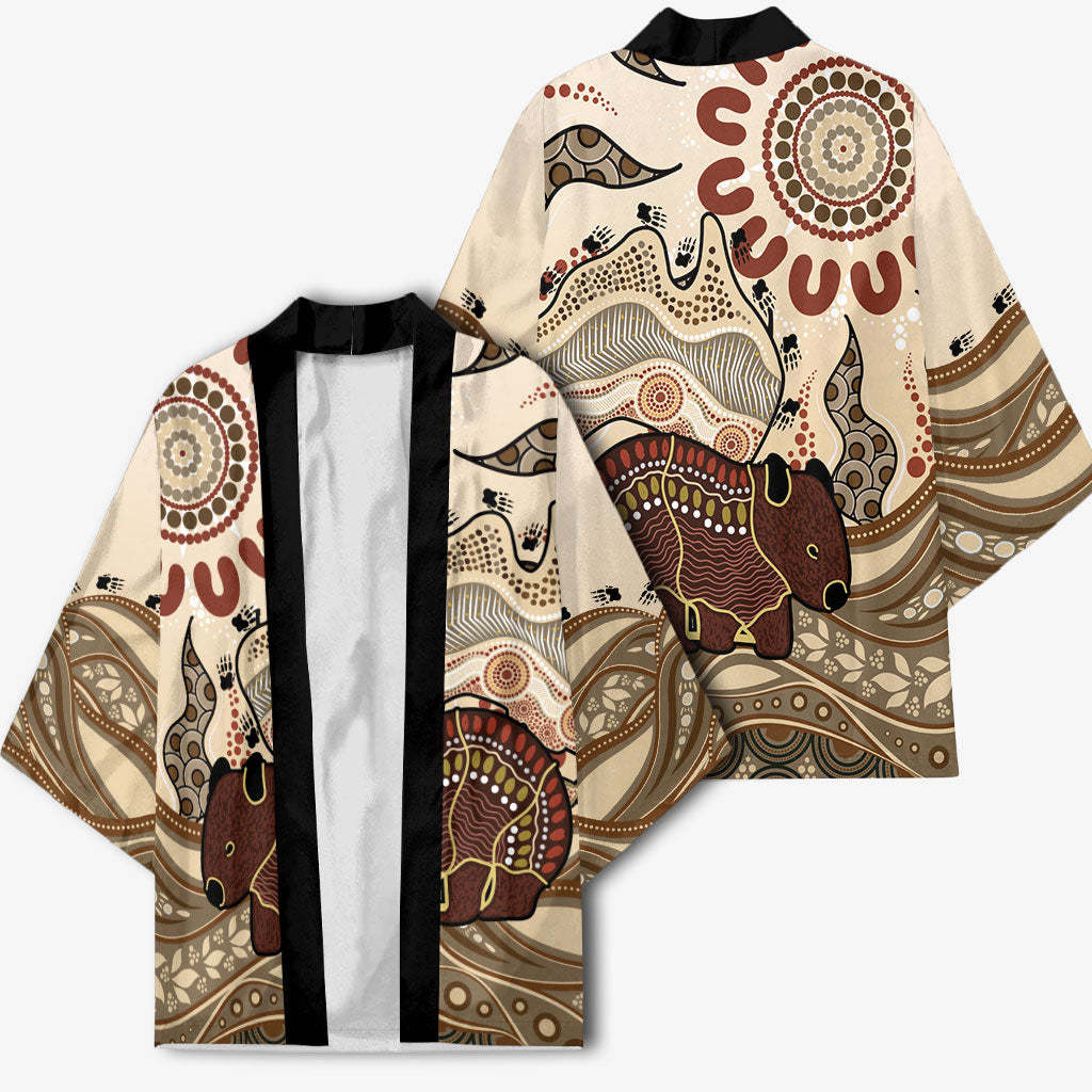 Australia Wombat Kimono Aussie Map Aboriginal Pattern