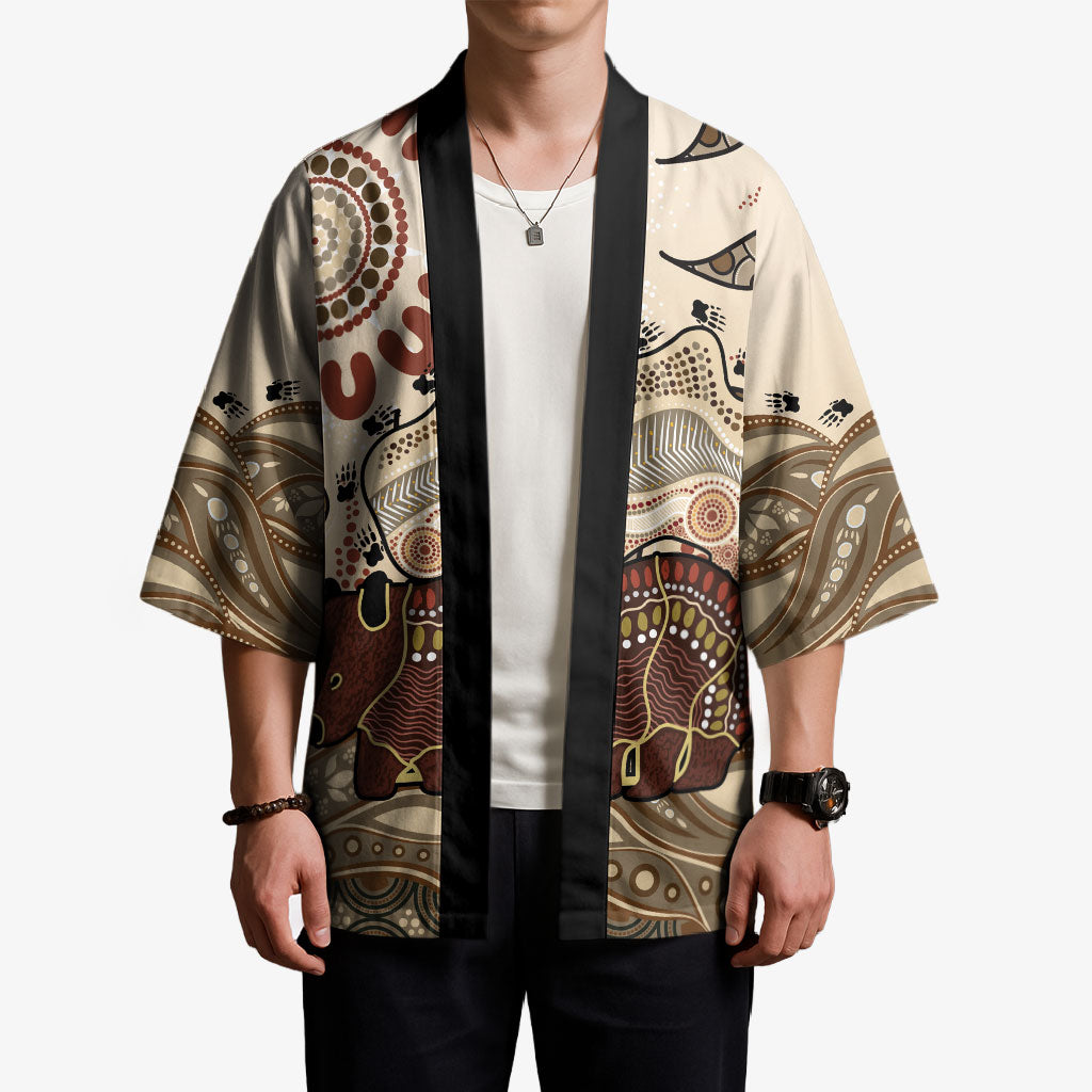 Australia Wombat Kimono Aussie Map Aboriginal Pattern