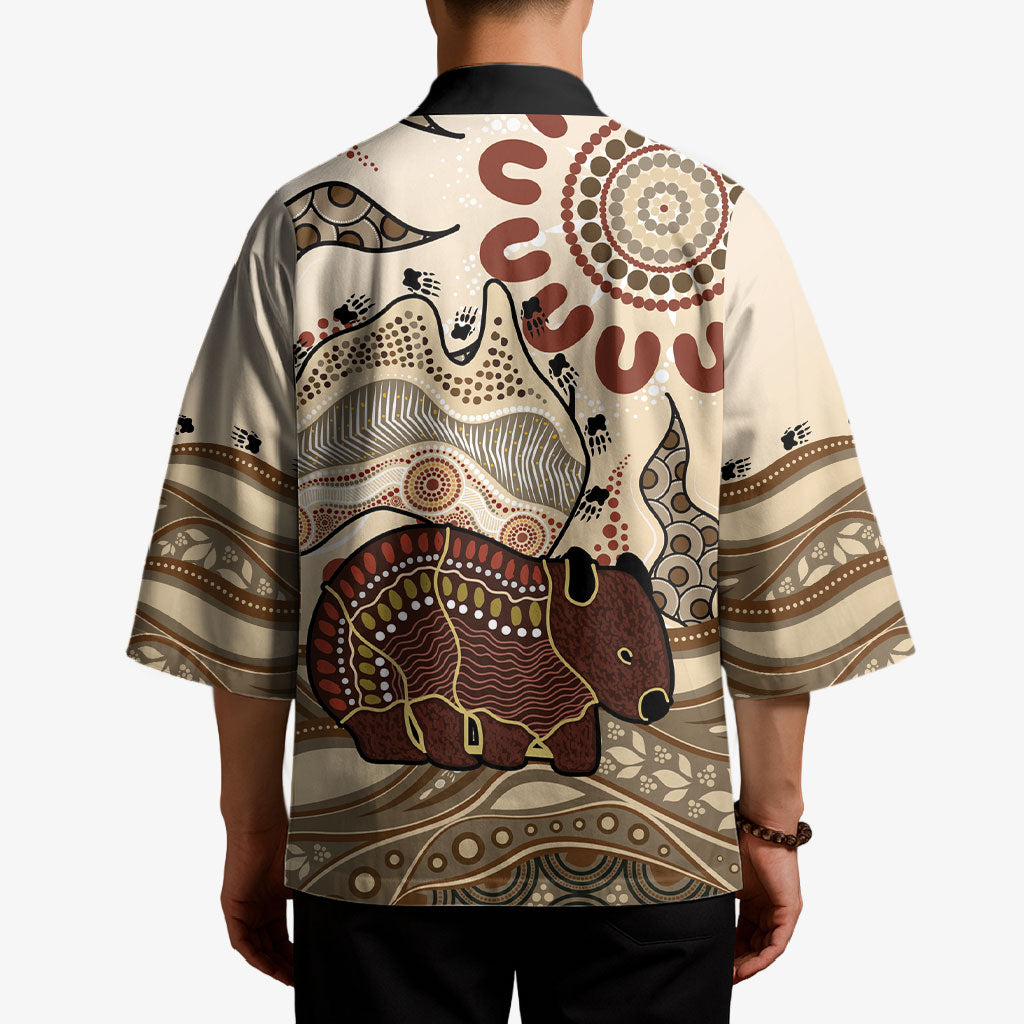 Australia Wombat Kimono Aussie Map Aboriginal Pattern