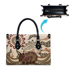 Australia Wombat Leather Bag Aussie Map Aboriginal Pattern