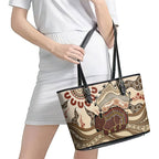 Australia Wombat Leather Tote Bag Aussie Map Aboriginal Pattern