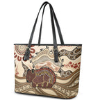 Australia Wombat Leather Tote Bag Aussie Map Aboriginal Pattern