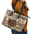 Australia Wombat Leather Tote Bag Aussie Map Aboriginal Pattern