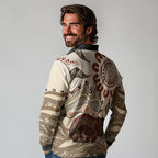 Australia Wombat Long Sleeve Polo Shirt Aussie Map Aboriginal Pattern