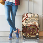Australia Wombat Luggage Cover Aussie Map Aboriginal Pattern