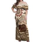 Australia Wombat Off Shoulder Maxi Dress Aussie Map Aboriginal Pattern
