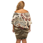 Australia Wombat Off Shoulder Short Dress Aussie Map Aboriginal Pattern