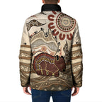 Australia Wombat Padded Jacket Aussie Map Aboriginal Pattern